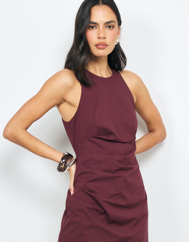 AERE - Ella Ruched Cotton Mini Dress