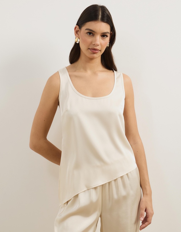 Atmos&Here - Bronte Satin Asymmetrical Scoop Tank Top