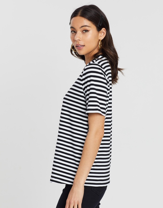 Dazie - Beverly Stripe Short Sleeve Crew Neck Tee