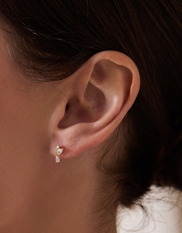 Wanderlust + Co - Teardrop Gems 14K Gold Vermeil Flat Back Earrings