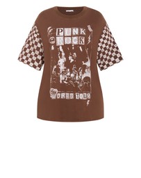 City Chic - Plus size Ink & Essence Oversized Cotton Tee - chocolate