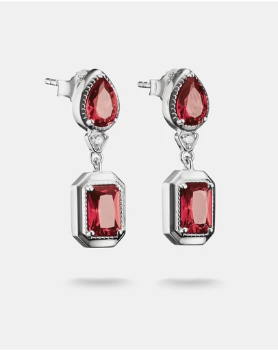 THOMAS SABO - THOMAS SABO Stud Earrings with Red Octagon Stones Silver