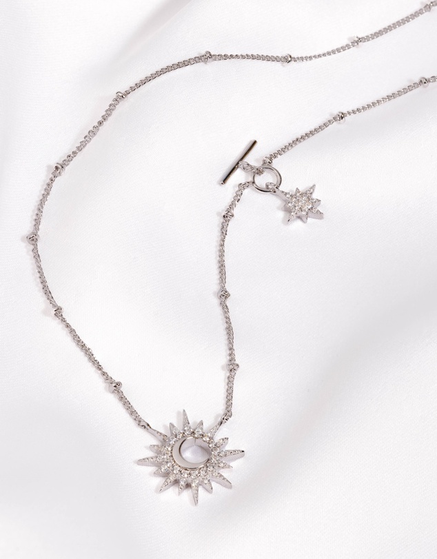 Wanderlust + Co - Sunlit Crescent Silver Necklace
