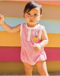 Rock Your Baby - Pineapple Goldie Terry Baby Romper in Pink