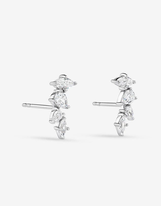 Michael Hill - Cubic Zirconia Vine Stud Earrings in Sterling Silver