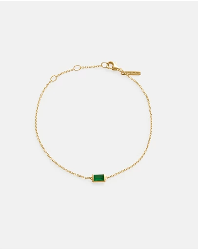 Kirstin Ash - Baguette Birthstone Bracelet May Green Onyx