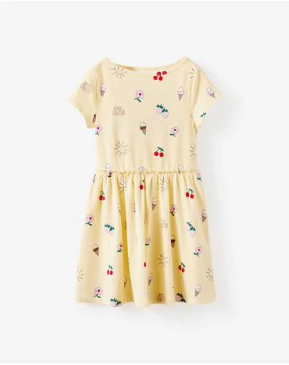 Cotton On Kids - Boat Neck Frill Short Sleeve Dress