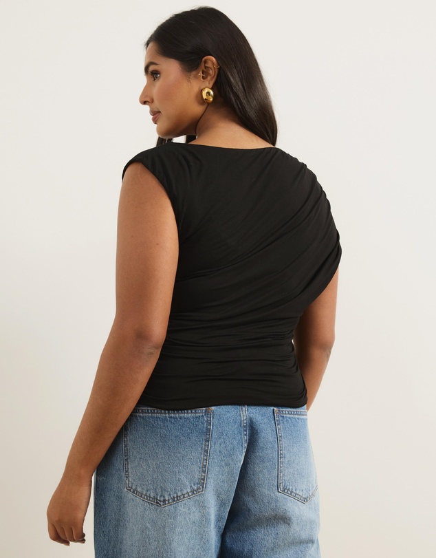 Atmos&Here Curvy - Lila Gathered Shoulder Bamboo Top