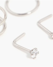 Lovisa - Surgical Steel Cubic Zirconia Simple Mixed Nose Ring & Stud 6-Pack