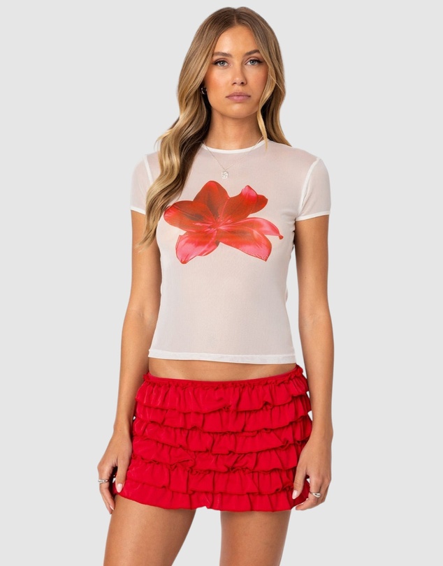 EDIKTED - Aloha Sheer Mesh T Shirt