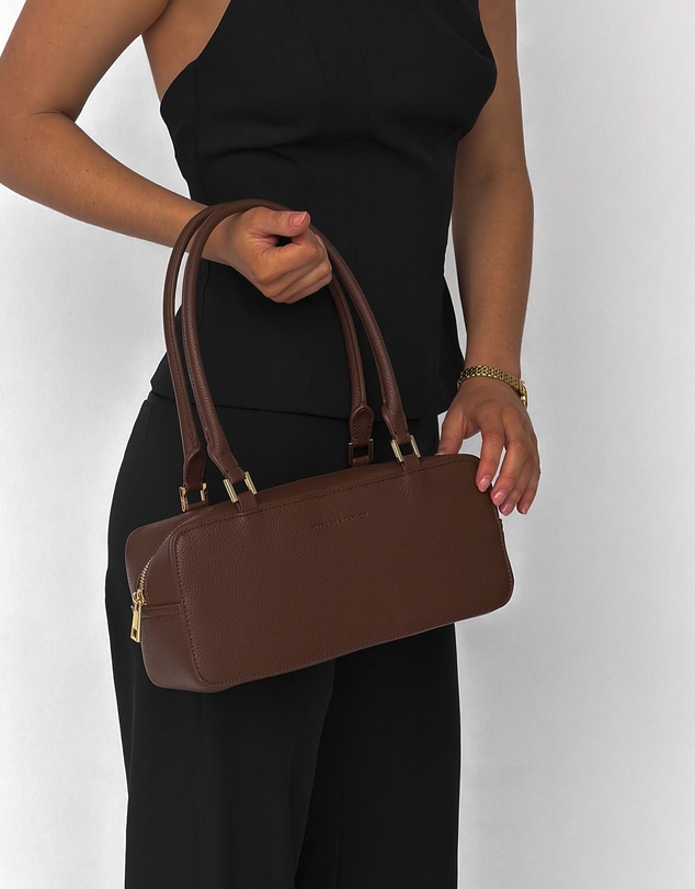 Morgan & Taylor - Mackenzie Rectangle Shoulder Handbag in Chocolate Brown