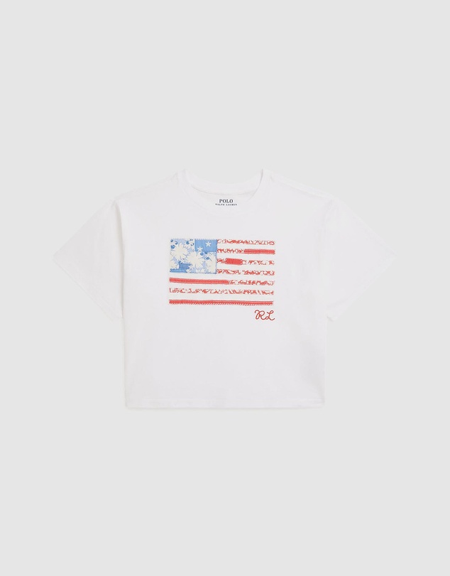 Polo Ralph Lauren - Flag Print Boxy Short Sleeve Knit T-Shirt - Teens