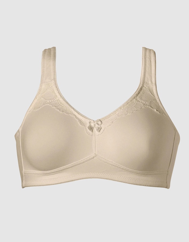 Naturana - Wide Strap Wirefree Cotton Bra with Lace