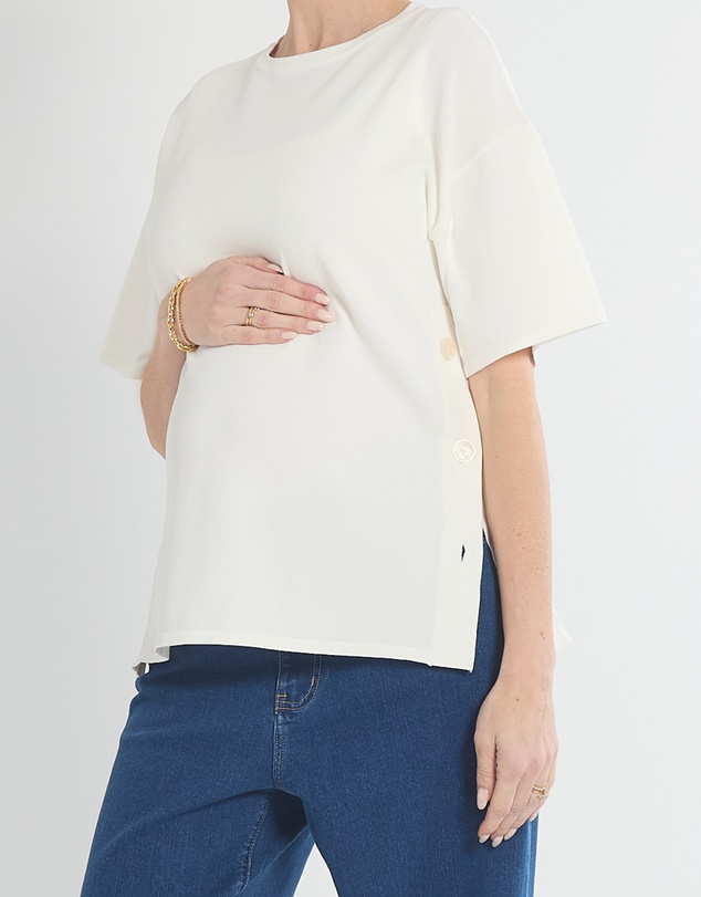 Soon Maternity - Crepe Knit Button Feeding Top