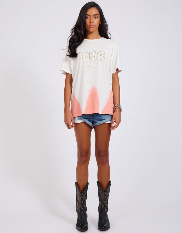 ONE TEASPOON - Love Dip Dye Boyfriend Tee - White