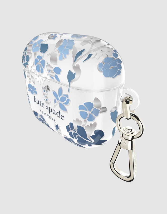 Kate Spade - Kate Spade Flowerbed Blue with Silver Clip Case for AirPod 4