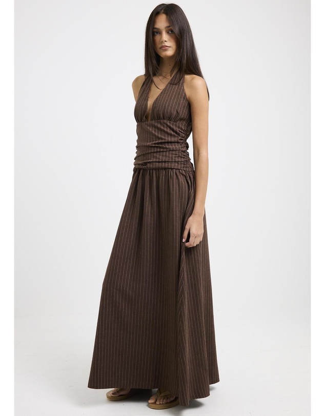 Subtitled - Alex Plunge Striped Maxi Dress