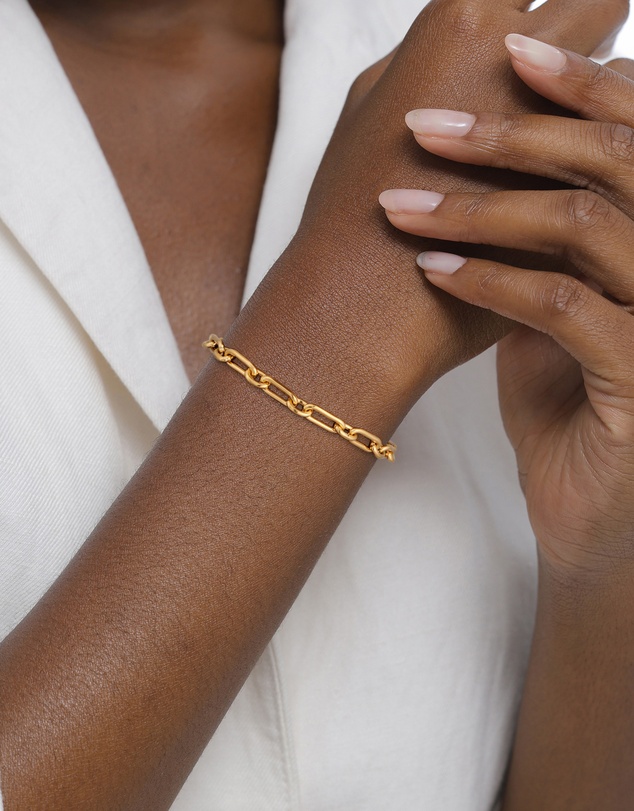 Elli Jewelry - Bracelet Women Basic Link Chain 925 Sterling Silver Gold Plated
