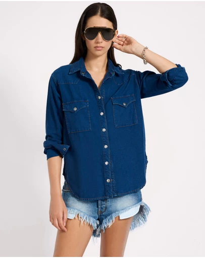 ONE TEASPOON - Western Denim Shirt - Deep Blue