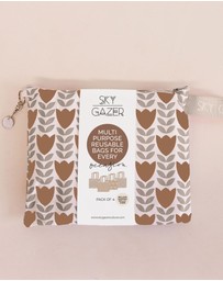 Sky Gazer - Multi-Use Reusable Bags (Pack of 4)- Taupe