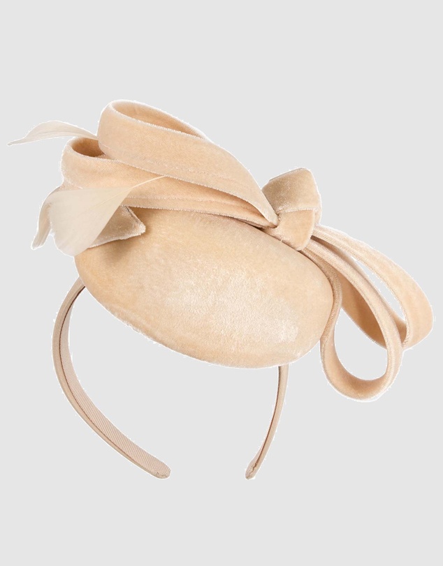 Max Alexander - Velvet Beige Winter Pillbox Fascinator