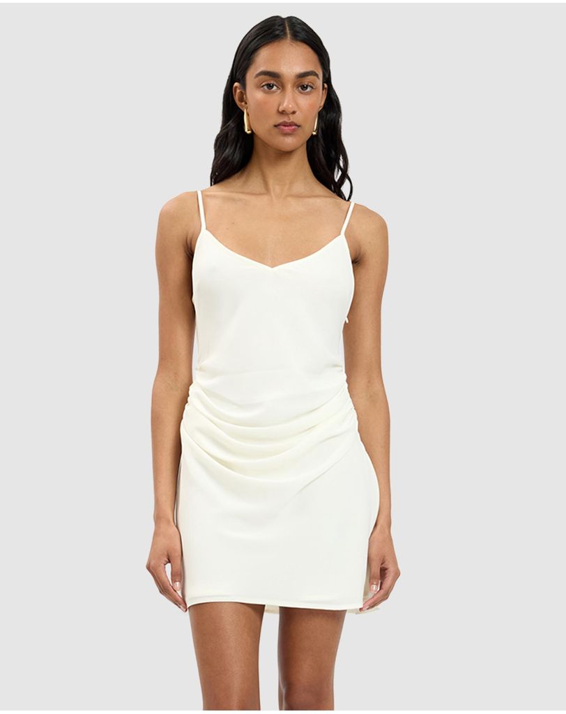 pacie broderie mini dress white Avec Les Filles Women's Ruffle Handkerchief Hem Cotton Broderie Anglaise Sundress - White