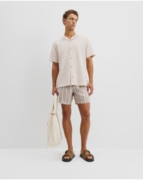 Country Road - Short Sleeve Cotton Linen Basket Weave Shirt