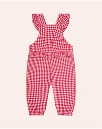Huxbaby - Cherry Check Frill Overalls - ICONIC EXCLUSIVE