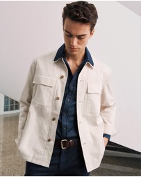 Trenery - Cotton Twill Chore Jacket in Stone