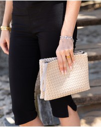 Chuchka - Woven Neoprene Double Pouch Bag Beige