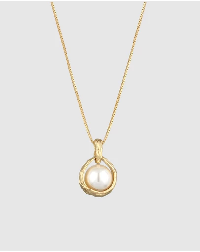 Elli Jewelry - Round Charm Pendant Necklace in Gold-Plated 925 Silver