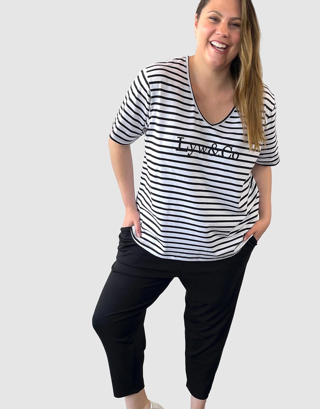Love Your Wardrobe - LYW & Co Embroidered Stripe Tee