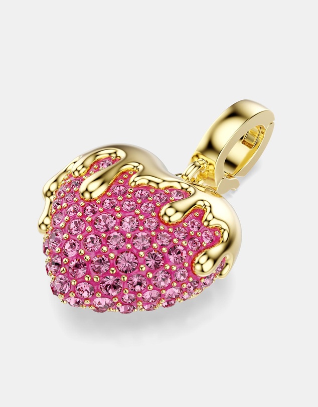Swarovski - Idyllia Charm, Round Cut, Heart, Pink, Gold-tone Plated