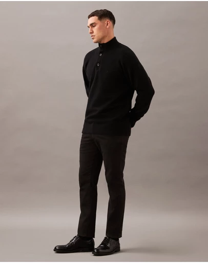 Calvin Klein - Merino Button Neck Jumper