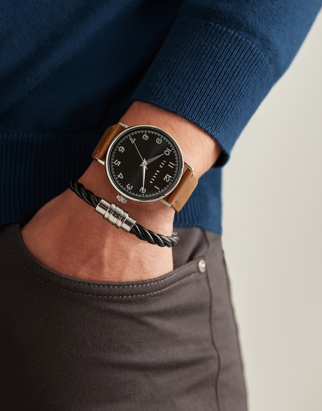 Ted Baker - Phylipa Gents 44mm Black Dial Brown Leather Watch