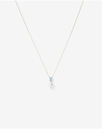 Michael Hill - Aquamarine and Cultured Freshwater Pearl Drop Necklace in 10kt Yellow Gold