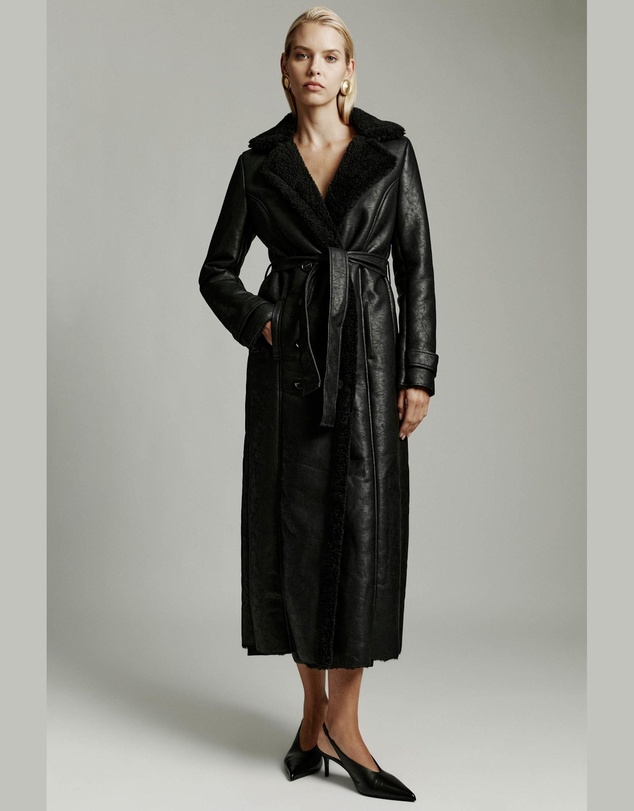 Bardot - Vegan Leather Shearling Coat