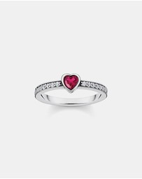 THOMAS SABO - Solitaire Ring with Red Heart-Shaped Stone