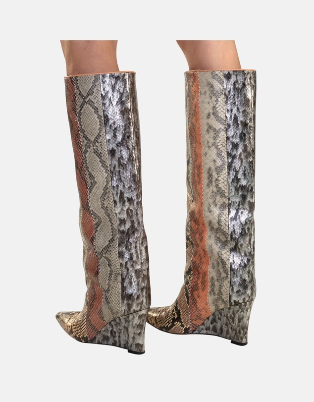 Cynthia Rowley - Embossed Leather Wedge Boot
