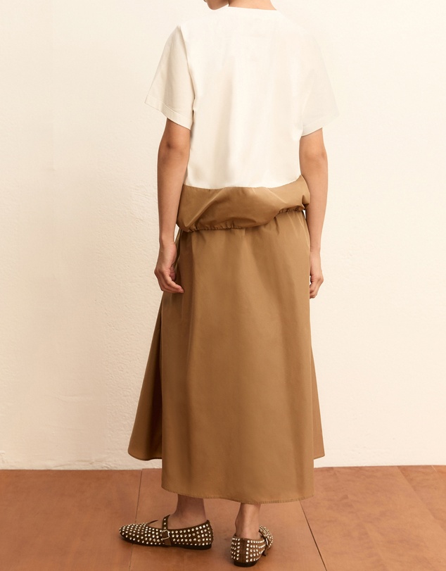 Emme - Camel Contrast Taffeta Top