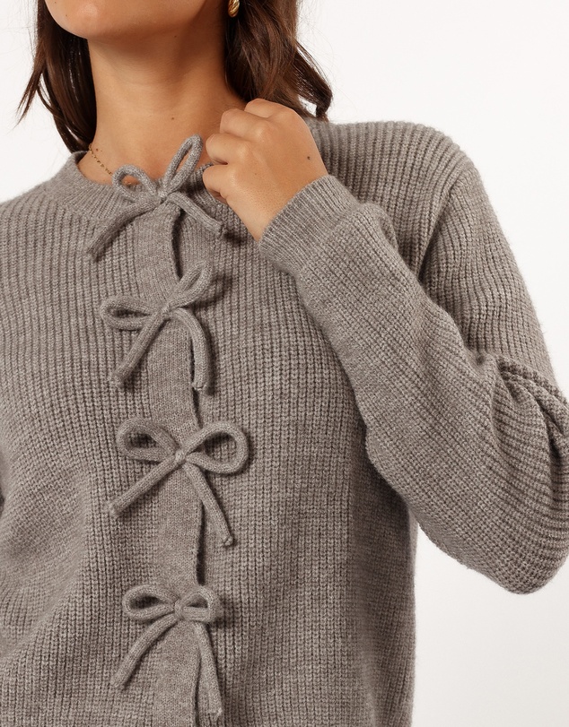 Petal & Pup - Wilde Bow Front Cardigan - Light Grey