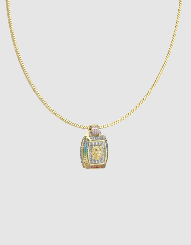 GUESS - 53mm Lion Pave Charm Necklace