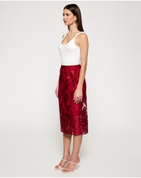 Lindsay Nicholas New York - Crimson Rose Lace Skirt with Crimson Underskirt