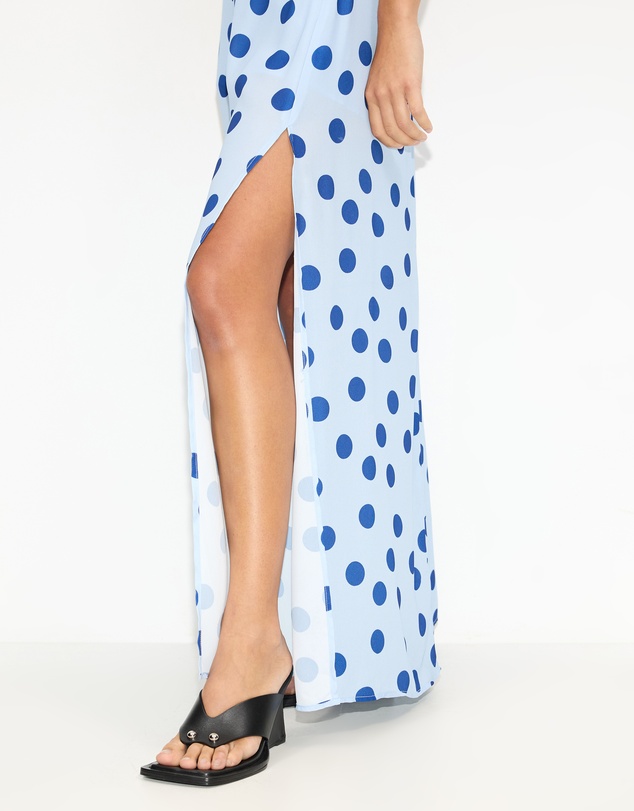 Dazie - Waves Halter Polka Dot Maxi Dress