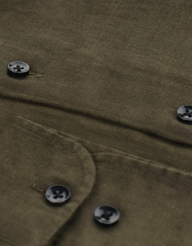 Henry Bucks - HENRY SARTORIAL Linen Classic Fit Shirt OLIVE