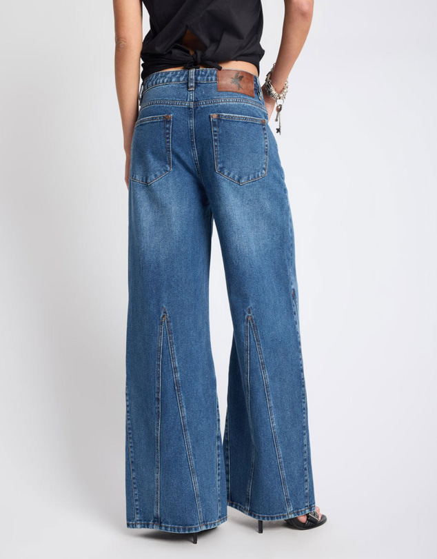 ONE TEASPOON - Cruisers Mid Waist Bootcut Flare Denim Jeans - Rodeo Blue