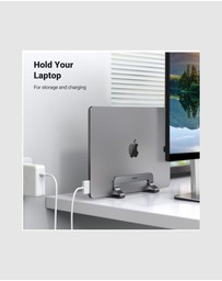 Ugreen - UGREEN Vertical Laptop Stand for Desk Adjustable Aluminum Holder for Laptops up to 17.3