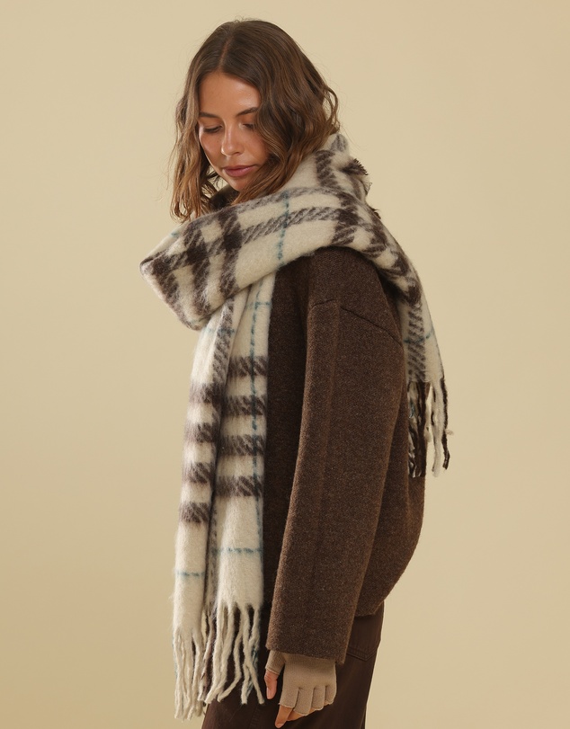 Morgan & Taylor - Hallie Scarf in Beige & Brown Check
