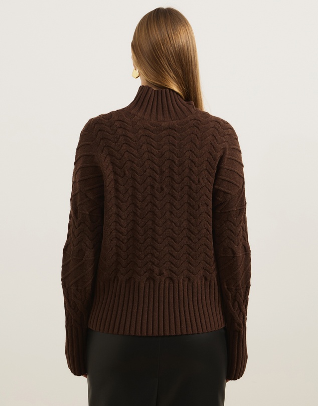 Atmos&Here - Orla Funnel Neck Chunky Cable Knit Jumper