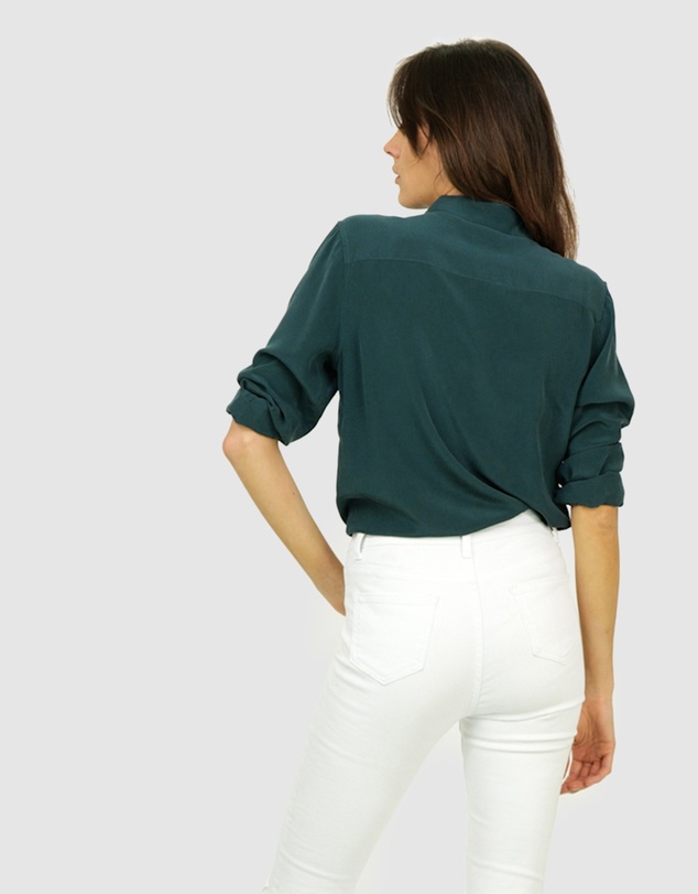 The Fable - Deep Moss Green Silk Shirt